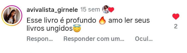 Depoimento real de leitor do livro Portal 7 publicado no Instagram
